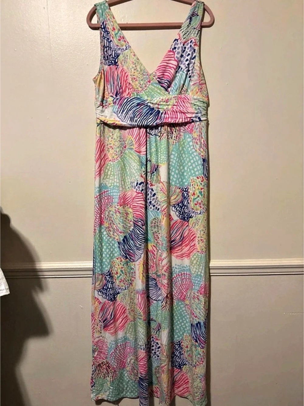 Lilly Pulitzer Marco Maxi Dress Green & Pink Size XL